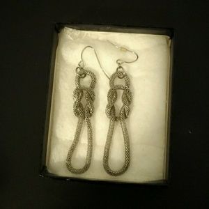 Unique silver cord earrings